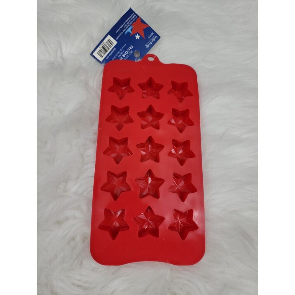 Star Shape Silicone Mold Trays Red 4th of July NWT For Ice, Candy, Chocolate